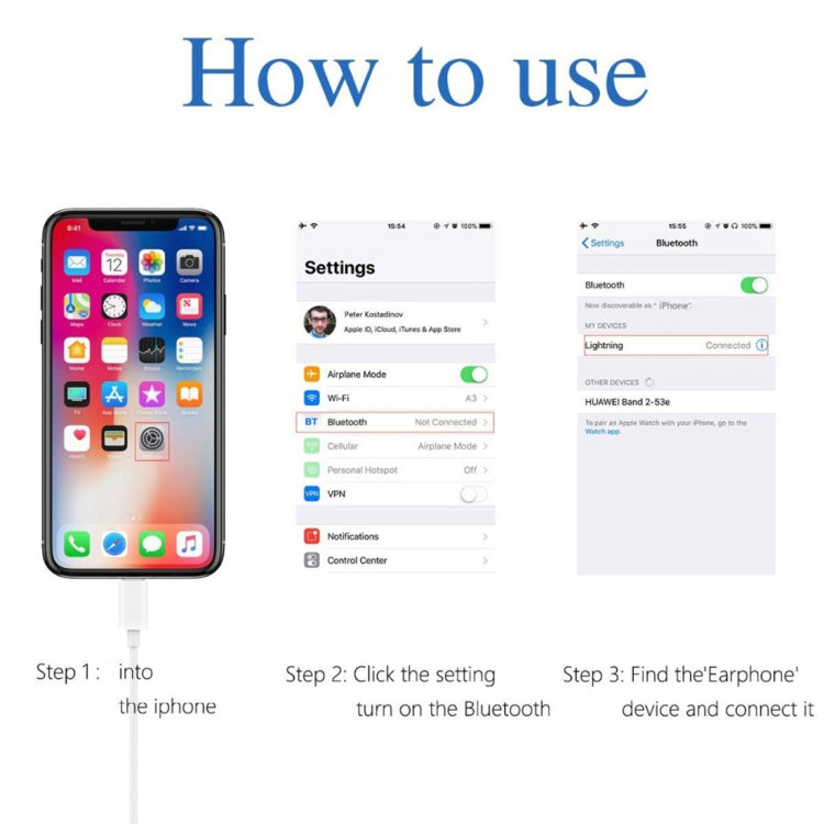 GL069 8 Pin Port Bluetooth Module Pop-up Window Wired Stereo Earphones with Mic, GL069