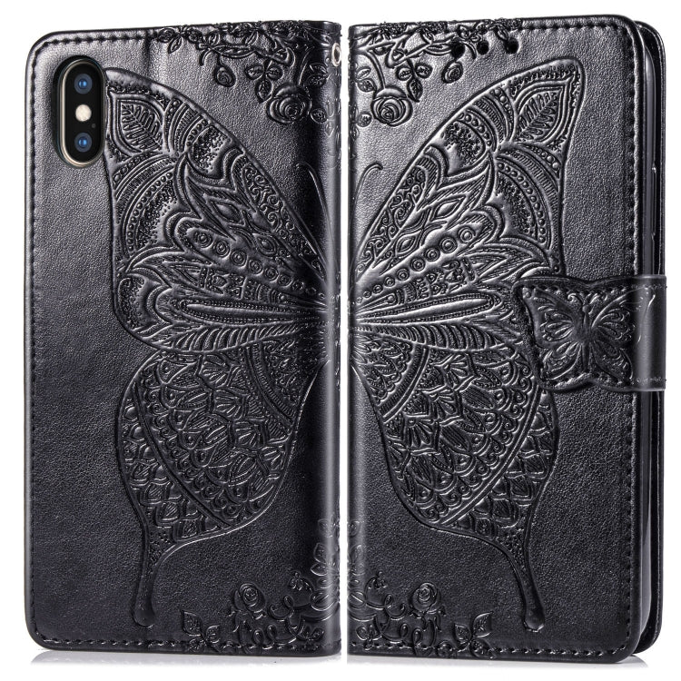 For iPhone XS Max Butterfly Love Flowers Embossing Horizontal Flip Leather Case with Holder & Card Slots & Wallet & Lanyard, For iPhone XS Max