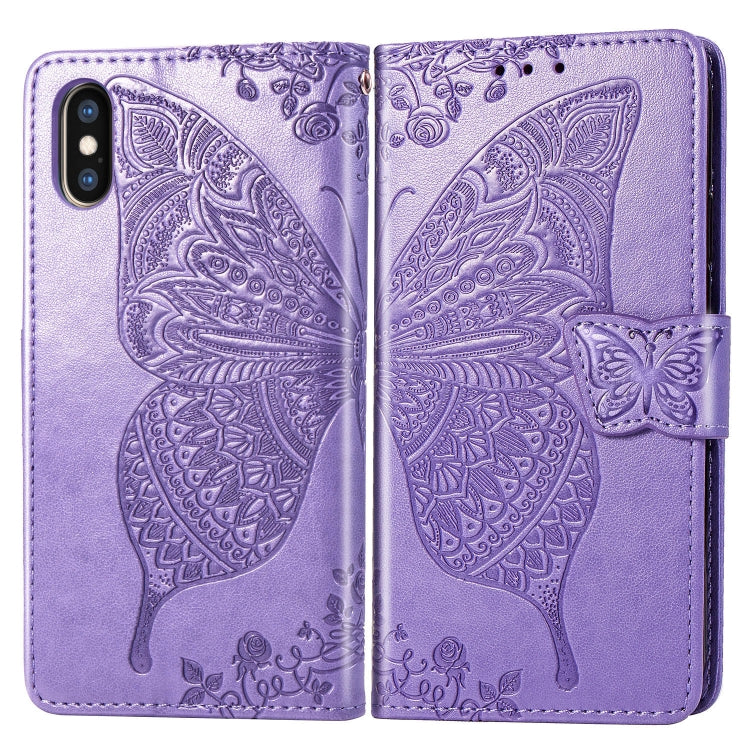 For iPhone XS Max Butterfly Love Flowers Embossing Horizontal Flip Leather Case with Holder & Card Slots & Wallet & Lanyard, For iPhone XS Max