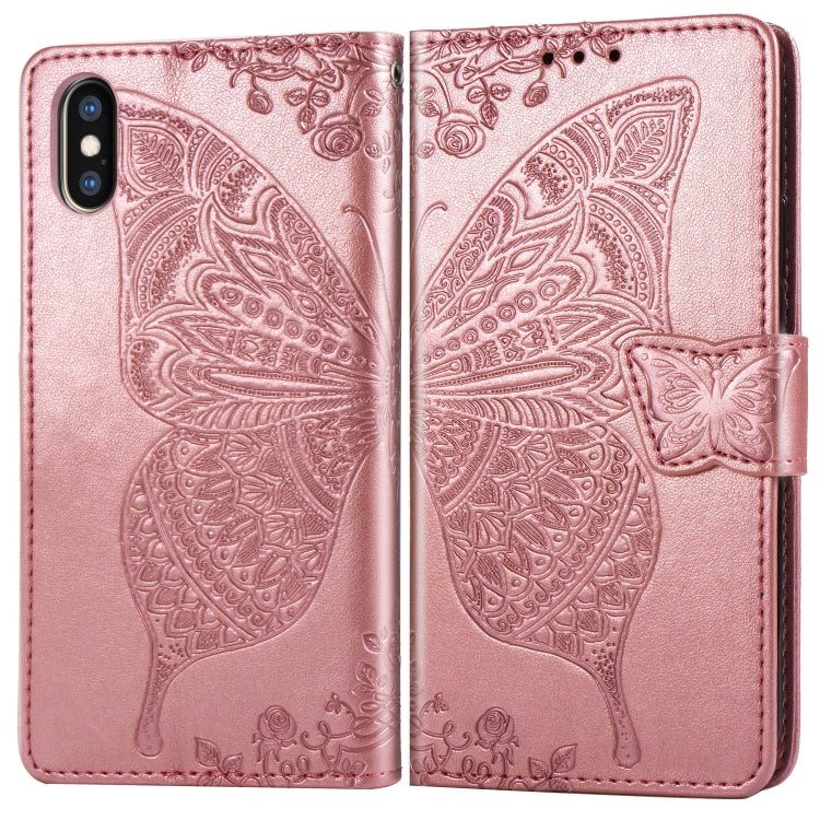 For iPhone XS Max Butterfly Love Flowers Embossing Horizontal Flip Leather Case with Holder & Card Slots & Wallet & Lanyard, For iPhone XS Max