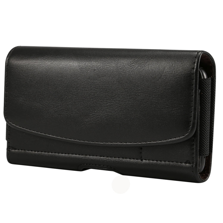 Lambskin Elastic Band Men 5.7-6.0 Inch Mobile Phone Universal Hanging Waist Leather Case with Card Slot, For iPhone XS Max / 8 Plus / 7 Plus / Honor 8X  and Other 5.7-6.0 Inch Mobile Phones