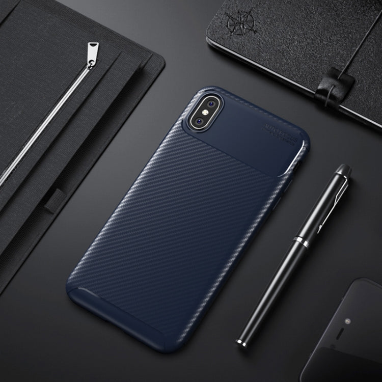 For iPhone XS Max Beetle Shape Carbon Fiber Texture Shockproof TPU Case, For iPhone XS Max