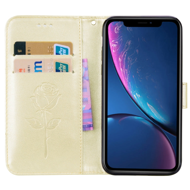 For iPhone XR Rose Embossed Horizontal Flip PU Leather Case,  with Holder & Card Slots & Wallet