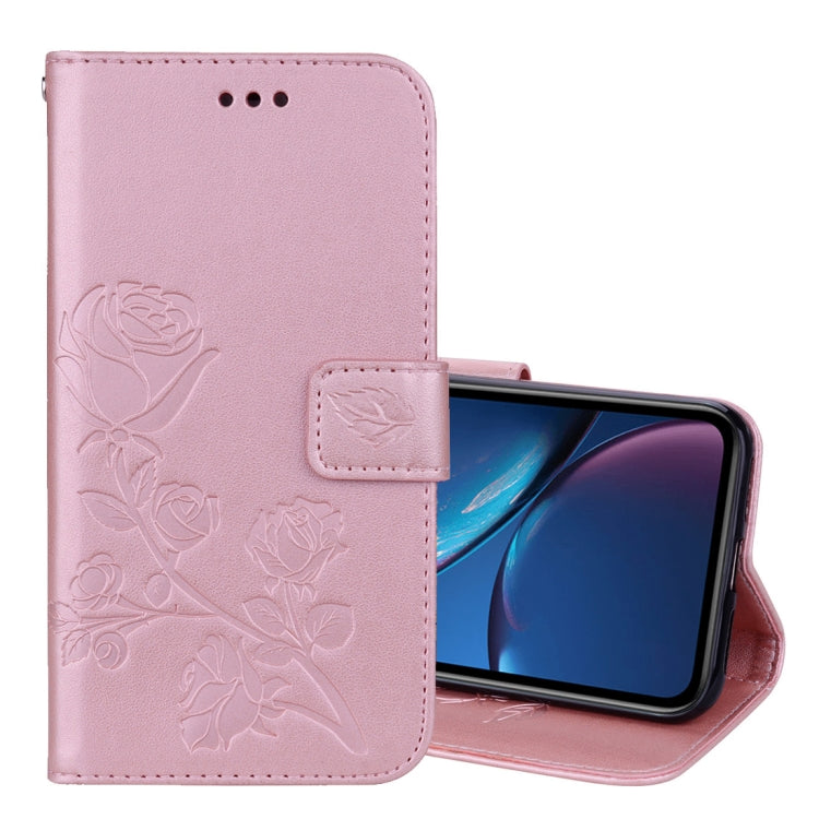 For iPhone XR Rose Embossed Horizontal Flip PU Leather Case,  with Holder & Card Slots & Wallet