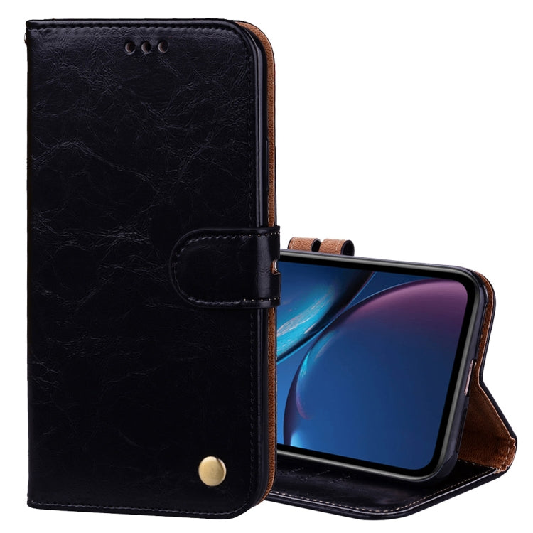 Étui à rabat horizontal en cuir pour iPhone XR, style professionnel, texture huile-cire, avec support, emplacements pour cartes et portefeuille