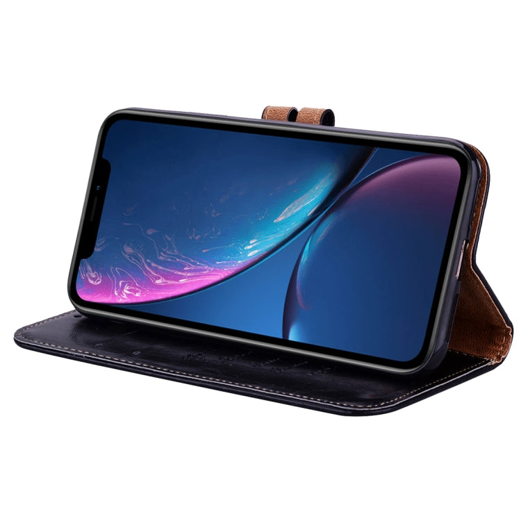 Étui à rabat horizontal en cuir pour iPhone XR, style professionnel, texture huile-cire, avec support, emplacements pour cartes et portefeuille