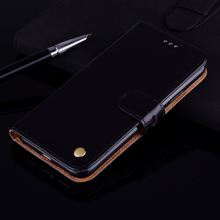 Étui à rabat horizontal en cuir pour iPhone XR, style professionnel, texture huile-cire, avec support, emplacements pour cartes et portefeuille