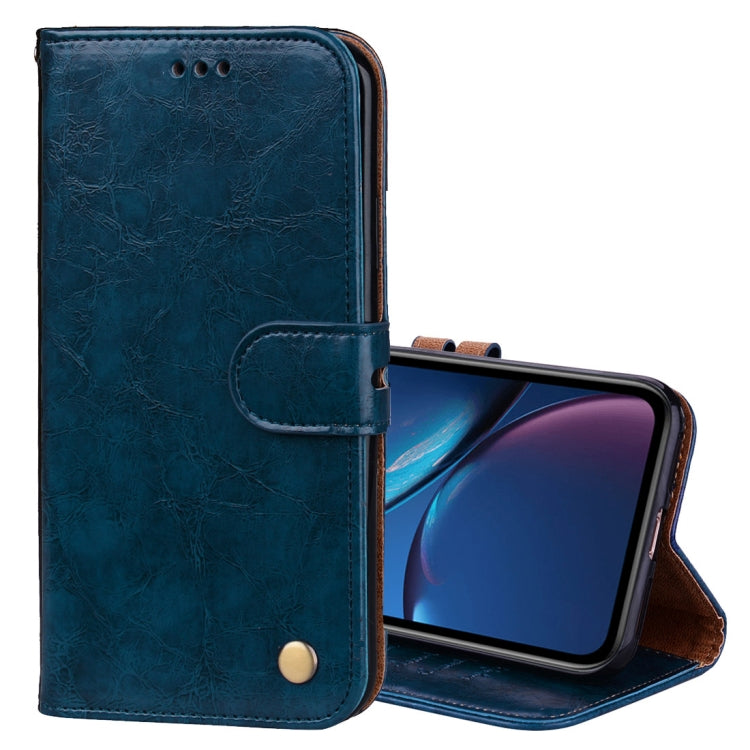 Étui à rabat horizontal en cuir pour iPhone XR, style professionnel, texture huile-cire, avec support, emplacements pour cartes et portefeuille