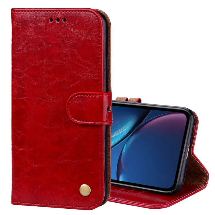 Étui à rabat horizontal en cuir pour iPhone XR, style professionnel, texture huile-cire, avec support, emplacements pour cartes et portefeuille