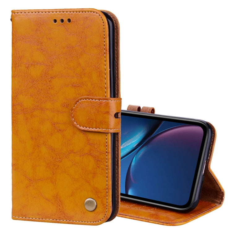 Étui à rabat horizontal en cuir pour iPhone XR, style professionnel, texture huile-cire, avec support, emplacements pour cartes et portefeuille