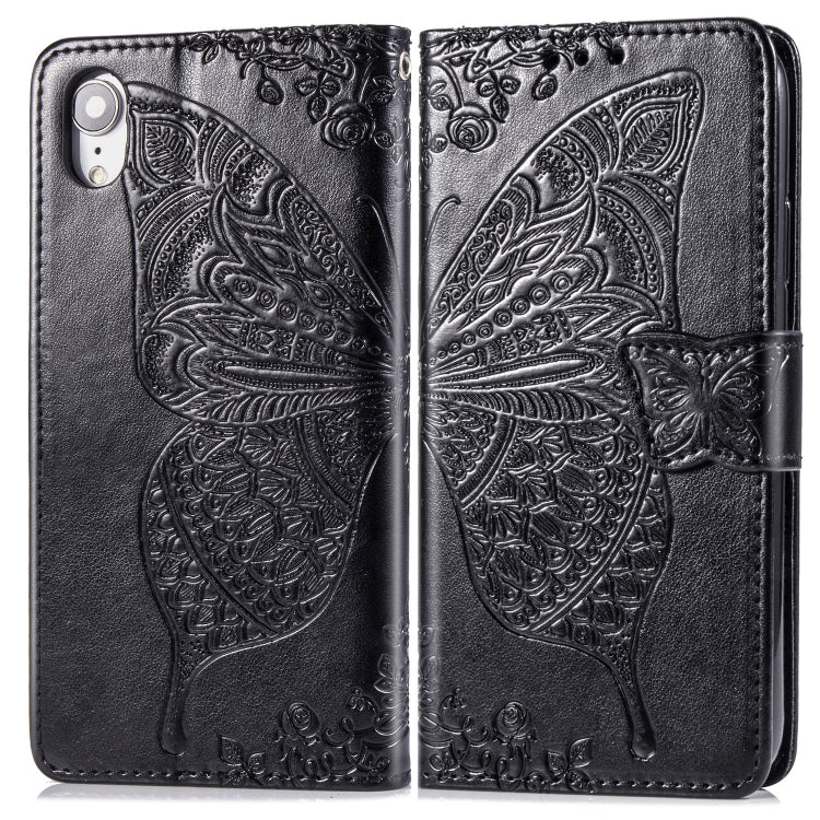 For iPhone XR Butterfly Love Flowers Embossing Horizontal Flip Leather Case with Holder & Card Slots & Wallet & Lanyard, For iPhone XR