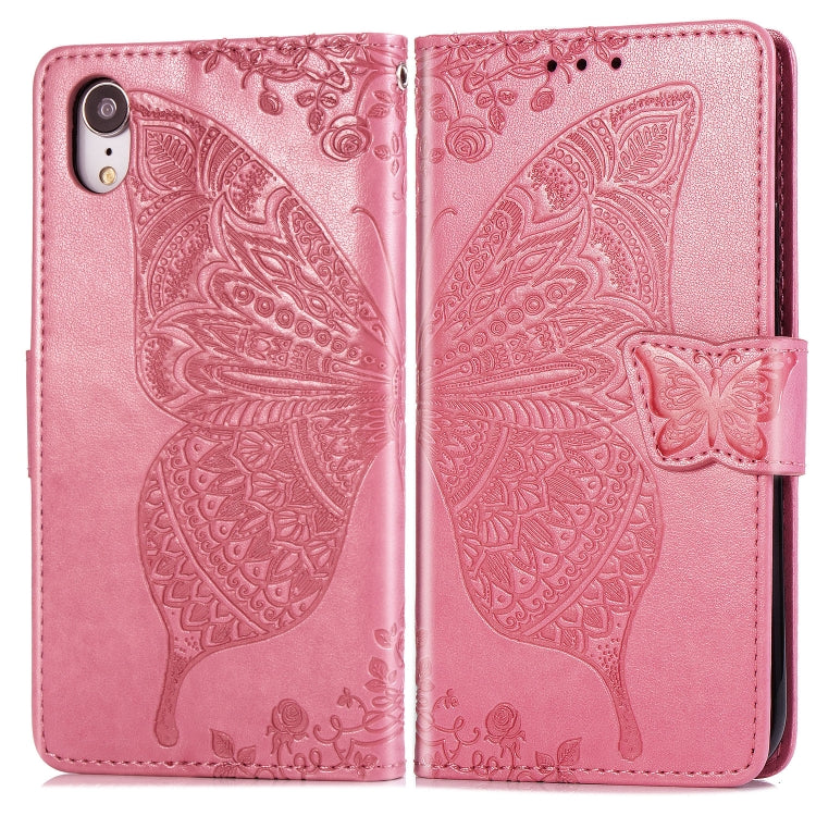 For iPhone XR Butterfly Love Flowers Embossing Horizontal Flip Leather Case with Holder & Card Slots & Wallet & Lanyard, For iPhone XR