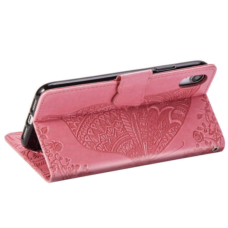 For iPhone XR Butterfly Love Flowers Embossing Horizontal Flip Leather Case with Holder & Card Slots & Wallet & Lanyard, For iPhone XR