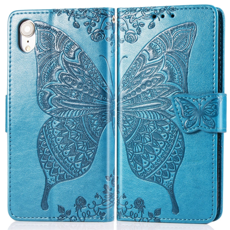 For iPhone XR Butterfly Love Flowers Embossing Horizontal Flip Leather Case with Holder & Card Slots & Wallet & Lanyard, For iPhone XR