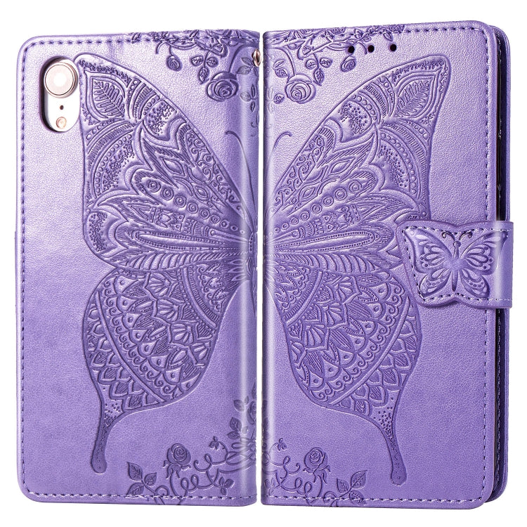 For iPhone XR Butterfly Love Flowers Embossing Horizontal Flip Leather Case with Holder & Card Slots & Wallet & Lanyard, For iPhone XR