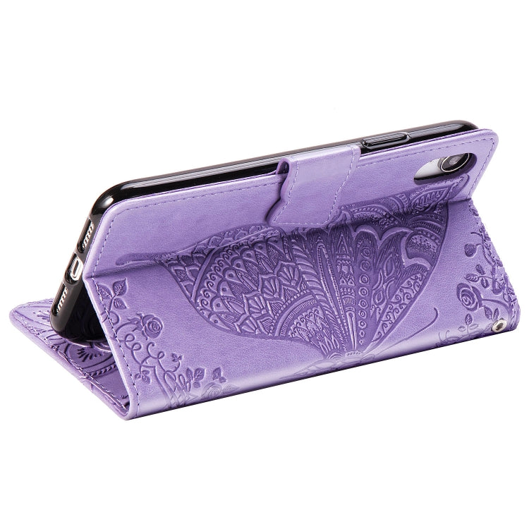 For iPhone XR Butterfly Love Flowers Embossing Horizontal Flip Leather Case with Holder & Card Slots & Wallet & Lanyard, For iPhone XR