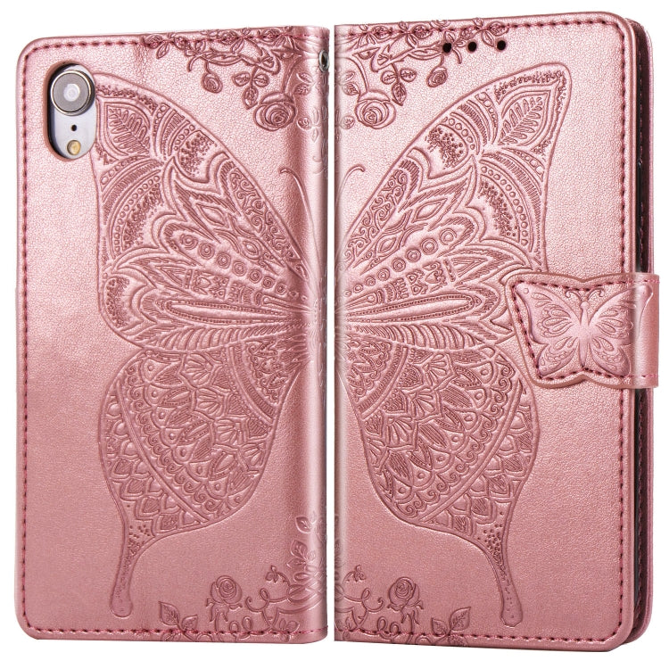 For iPhone XR Butterfly Love Flowers Embossing Horizontal Flip Leather Case with Holder & Card Slots & Wallet & Lanyard, For iPhone XR