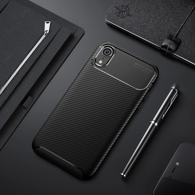 For iPhone XR Beetle Shape Carbon Fiber Texture Shockproof TPU Case, For iPhone XR