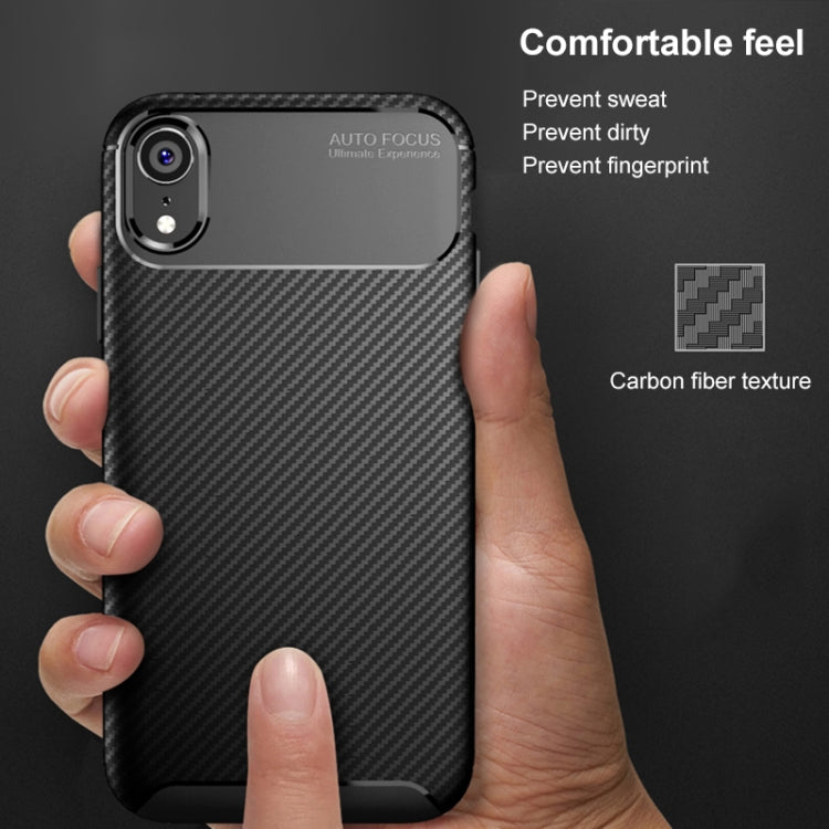For iPhone XR Beetle Shape Carbon Fiber Texture Shockproof TPU Case, For iPhone XR