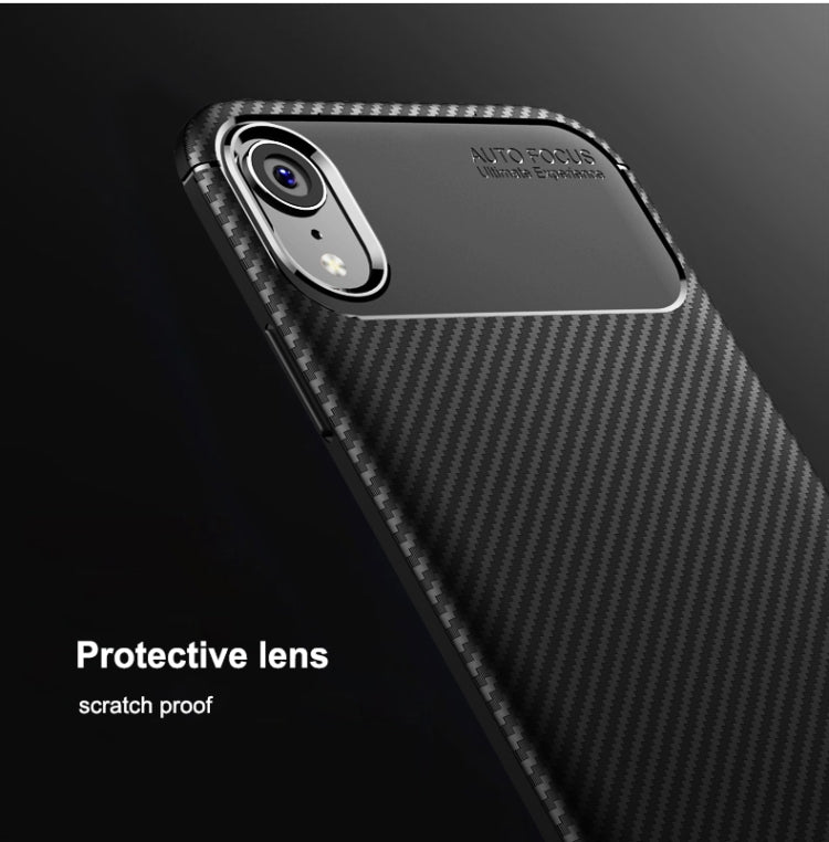 For iPhone XR Beetle Shape Carbon Fiber Texture Shockproof TPU Case, For iPhone XR