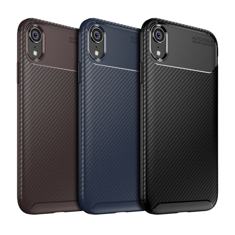 For iPhone XR Beetle Shape Carbon Fiber Texture Shockproof TPU Case, For iPhone XR