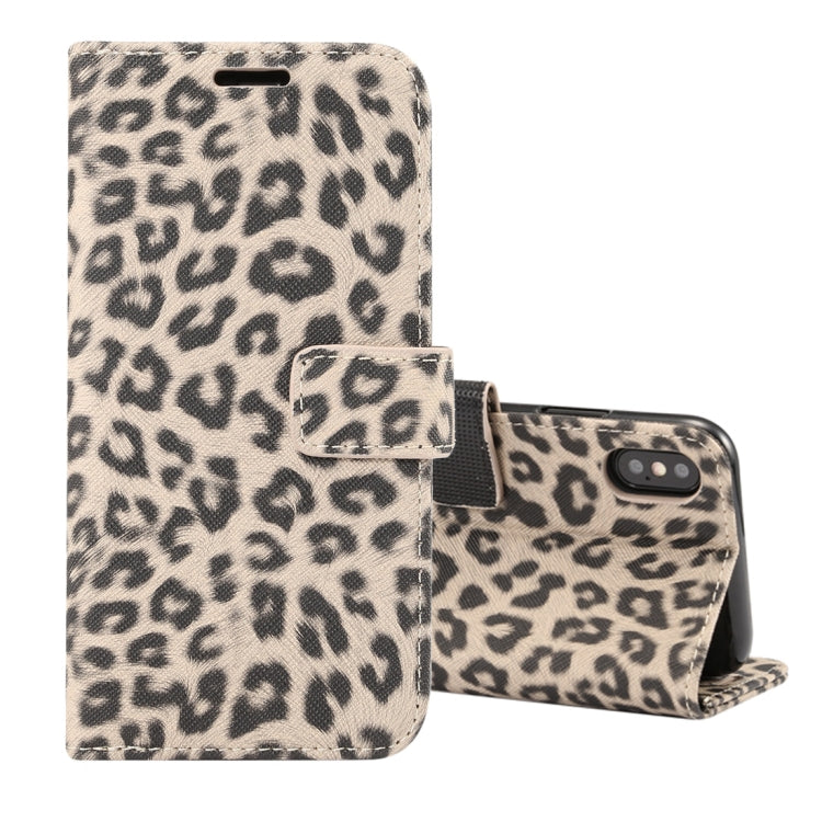 For iPhone XS Leopard Pattern Horizontal Flip Leather Case with Holder & Card Slots