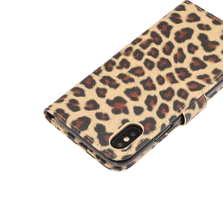 For iPhone XS Leopard Pattern Horizontal Flip Leather Case with Holder & Card Slots