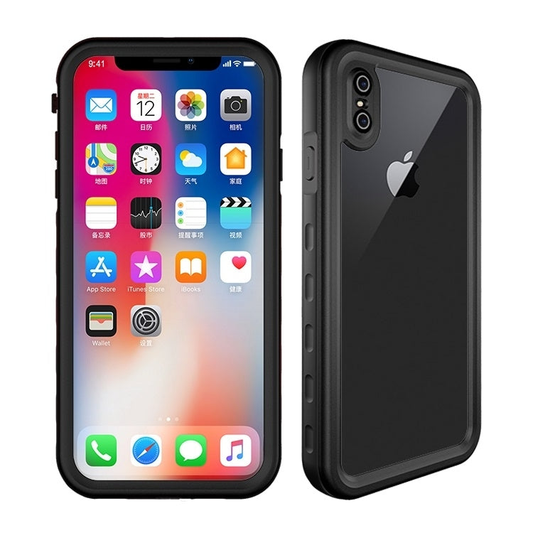Coque en PC et silicone pour iPhone X/XS, étanche jusqu'à 2 m, résistante à la neige et aux chocs jusqu'à 2 m, résistante à la poussière et aux rayures.