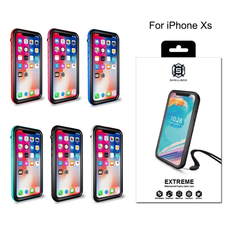Coque en PC et silicone pour iPhone X/XS, étanche jusqu'à 2 m, résistante à la neige et aux chocs jusqu'à 2 m, résistante à la poussière et aux rayures.