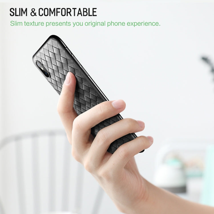 For iPhone XS ROCK Slim Weave Style TPU Soft Case