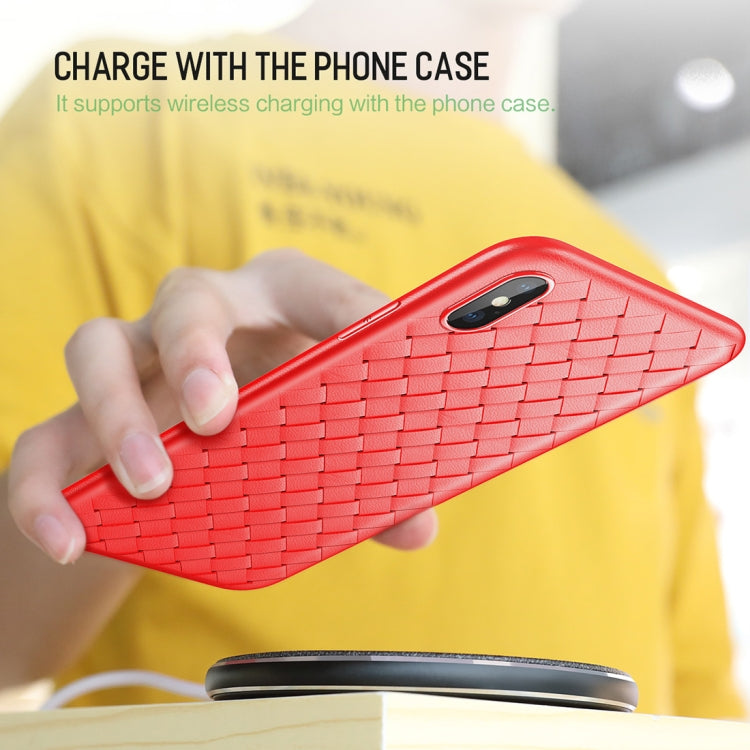 For iPhone XS ROCK Slim Weave Style TPU Soft Case