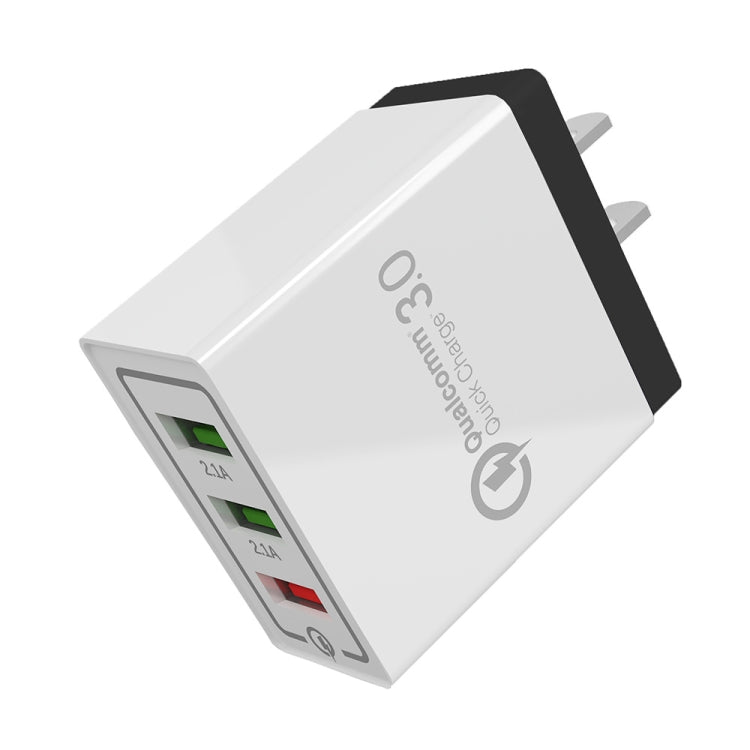 Chargeur rapide de voyage AR-QC-03 2,1 A 3 ports USB, prise US, AR-QC-03 US, prise US bleu