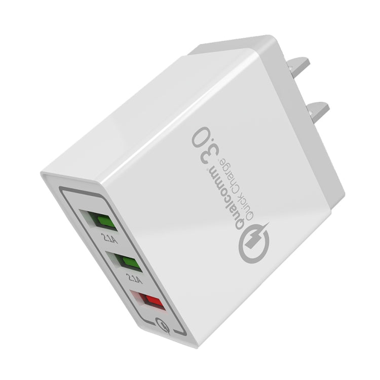 Chargeur rapide de voyage AR-QC-03 2,1 A 3 ports USB, prise US, AR-QC-03 US, prise US bleu