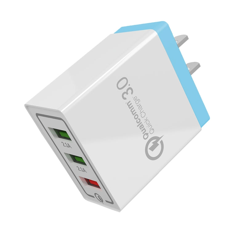 AR-QC-03 2.1A 3 USB Ports Quick Charger Travel Charger, US Plug, AR-QC-03 US, AR-QC-03 US Plug Blue
