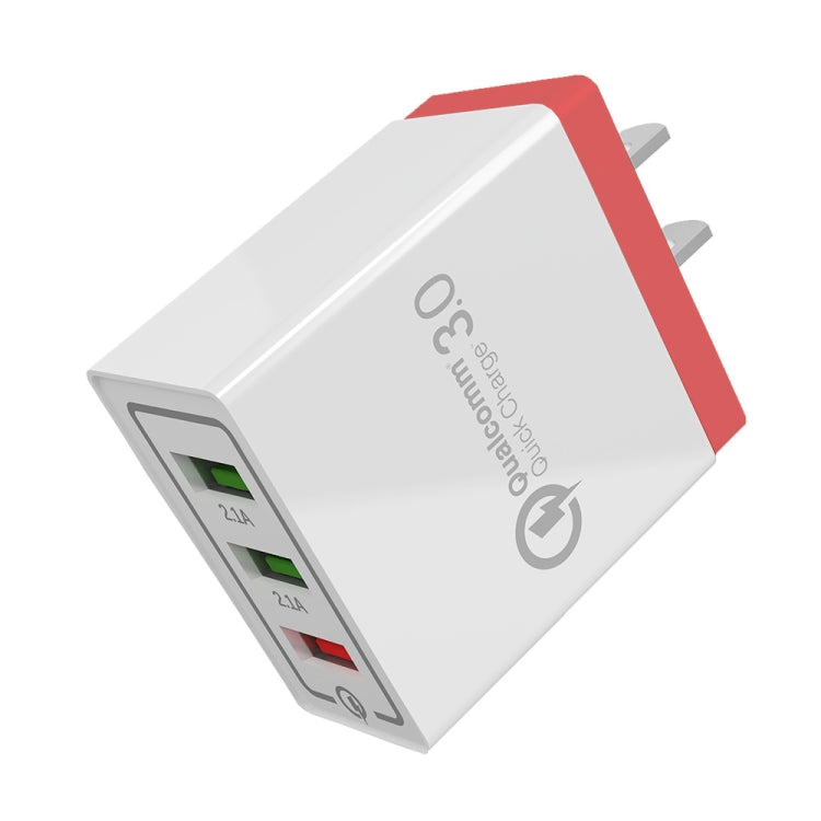 Chargeur rapide de voyage AR-QC-03 2,1 A 3 ports USB, prise US, AR-QC-03 US, prise US bleu