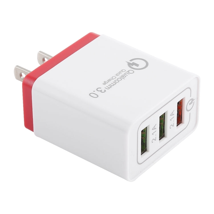 AR-QC-03 2.1A 3 USB Ports Quick Charger Travel Charger, US Plug, AR-QC-03 US, AR-QC-03 US Plug Blue