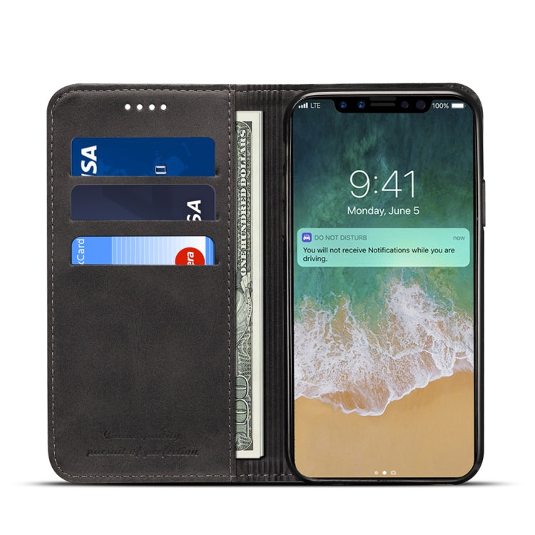 For iPhone X / XS Suteni Calf Texture Horizontal Flip Leather Case with Holder & Card Slots & Wallet, iPhone X / XS