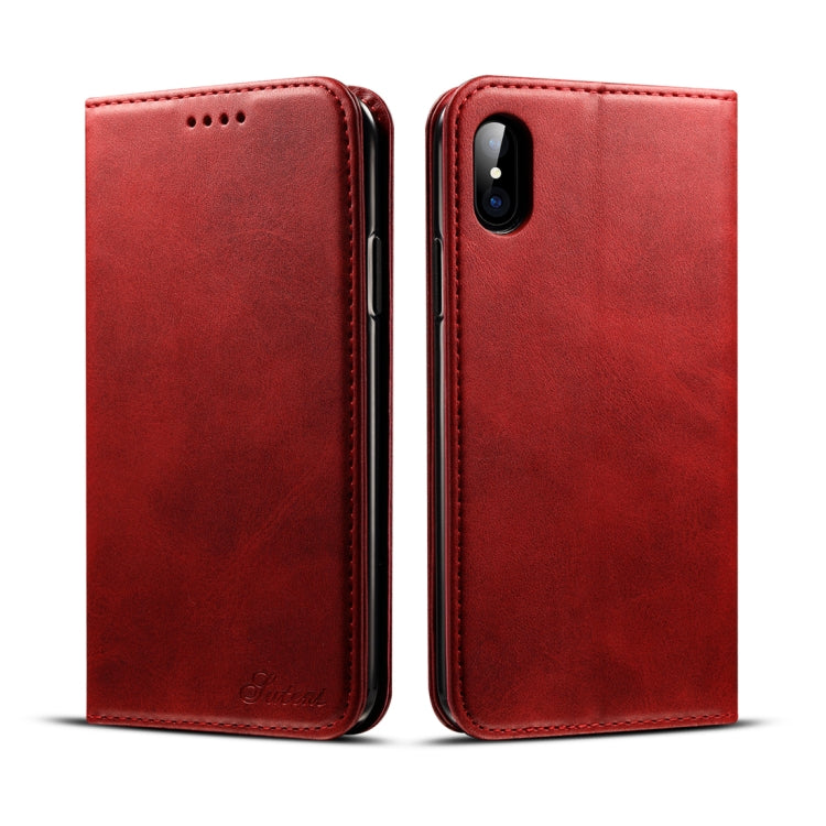 For iPhone X / XS Suteni Calf Texture Horizontal Flip Leather Case with Holder & Card Slots & Wallet, iPhone X / XS