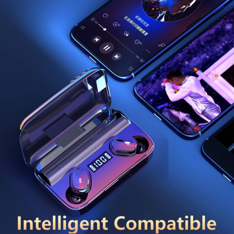 A9 TWS CVC8.0 and DSP Dual Noise Cancelling Bluetooth Earphone with Magnetic Charging Box & LED Digital Display, Support Touch & HD Call & Siri & Power Bank, A9