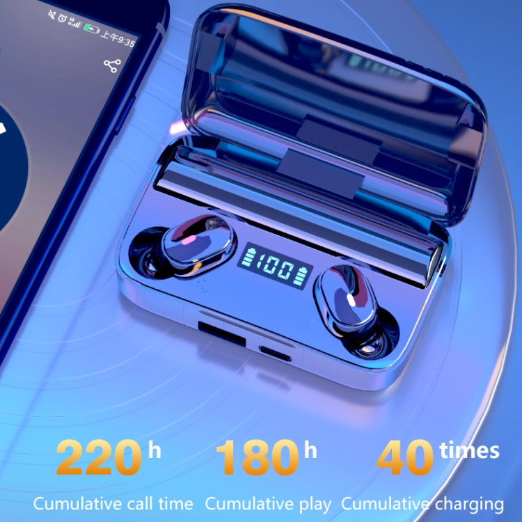 A9 TWS CVC8.0 and DSP Dual Noise Cancelling Bluetooth Earphone with Magnetic Charging Box & LED Digital Display, Support Touch & HD Call & Siri & Power Bank, A9