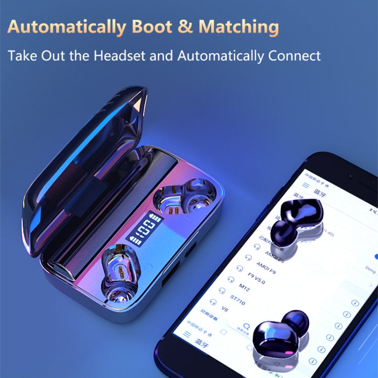 A9 TWS CVC8.0 and DSP Dual Noise Cancelling Bluetooth Earphone with Magnetic Charging Box & LED Digital Display, Support Touch & HD Call & Siri & Power Bank, A9