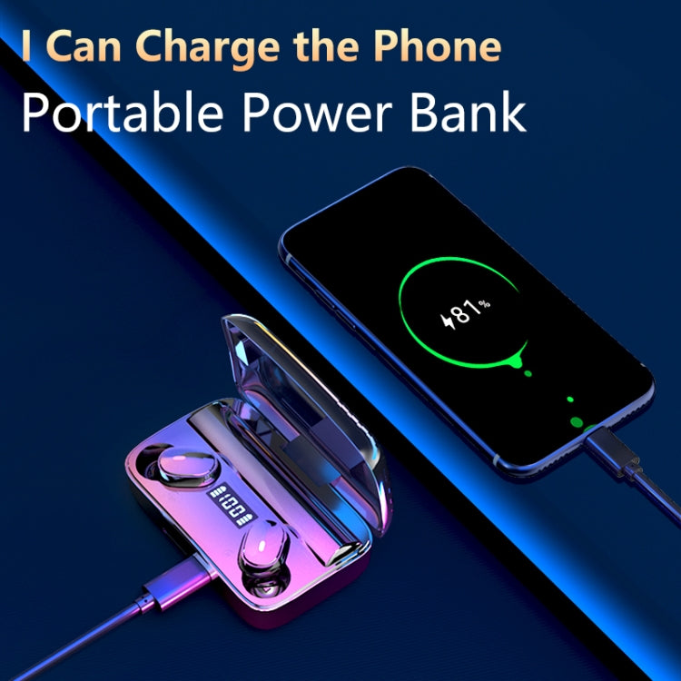 A9 TWS CVC8.0 and DSP Dual Noise Cancelling Bluetooth Earphone with Magnetic Charging Box & LED Digital Display, Support Touch & HD Call & Siri & Power Bank, A9