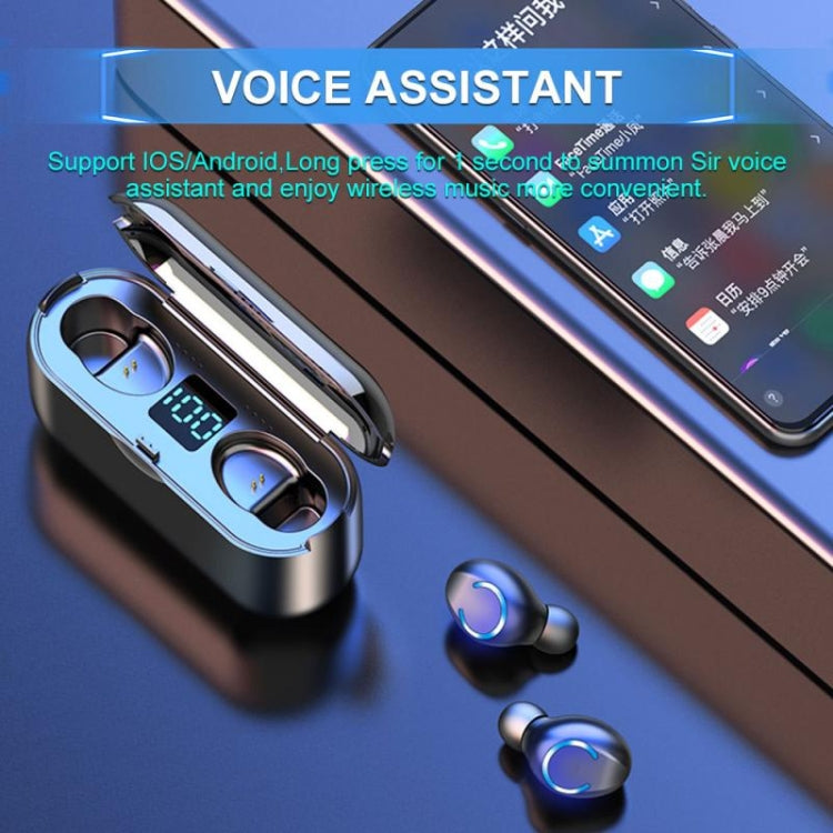F9-8 TWS CVC8.0 Noise Cancelling Touch Mini Bluetooth Earphone with Charging Box, Support Three-screen LED Power Display & Mobile Phone Holder & Call & Voice Assistant, F9-8