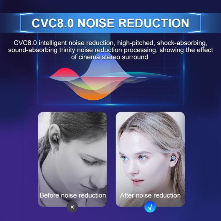 F9-8 TWS CVC8.0 Noise Cancelling Touch Mini Bluetooth Earphone with Charging Box, Support Three-screen LED Power Display & Mobile Phone Holder & Call & Voice Assistant, F9-8