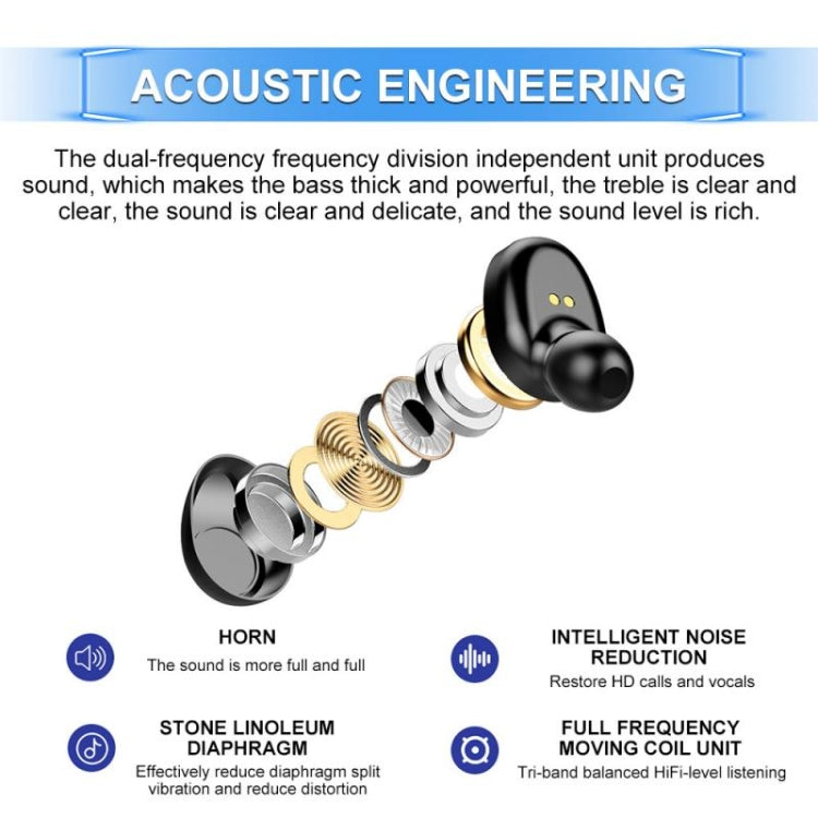 F9-8 TWS CVC8.0 Noise Cancelling Touch Mini Bluetooth Earphone with Charging Box, Support Three-screen LED Power Display & Mobile Phone Holder & Call & Voice Assistant, F9-8