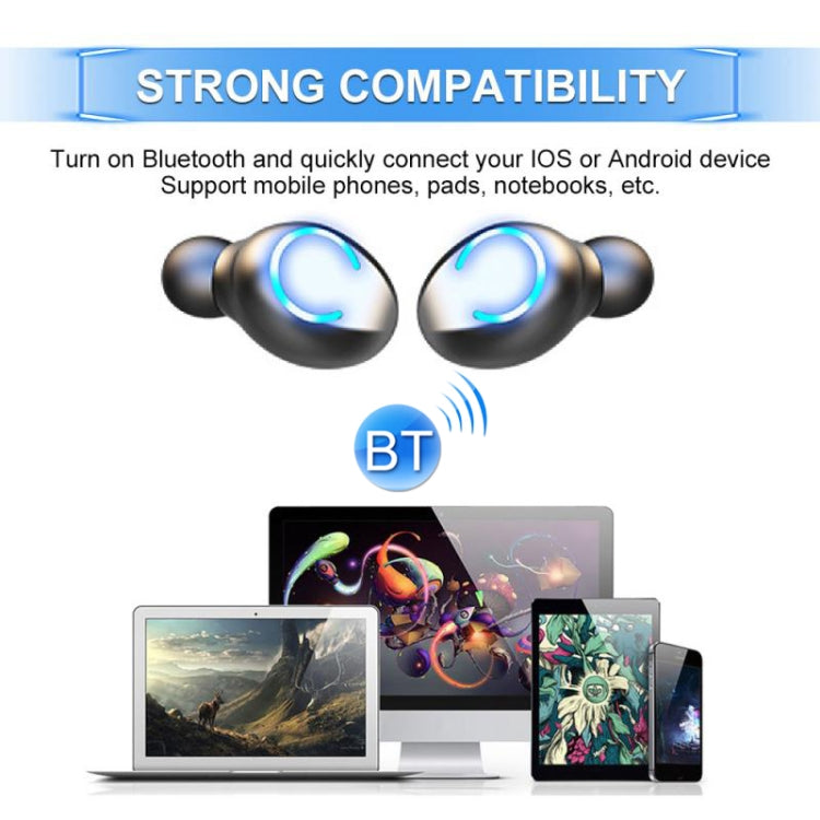 F9-8 TWS CVC8.0 Noise Cancelling Touch Mini Bluetooth Earphone with Charging Box, Support Three-screen LED Power Display & Mobile Phone Holder & Call & Voice Assistant, F9-8