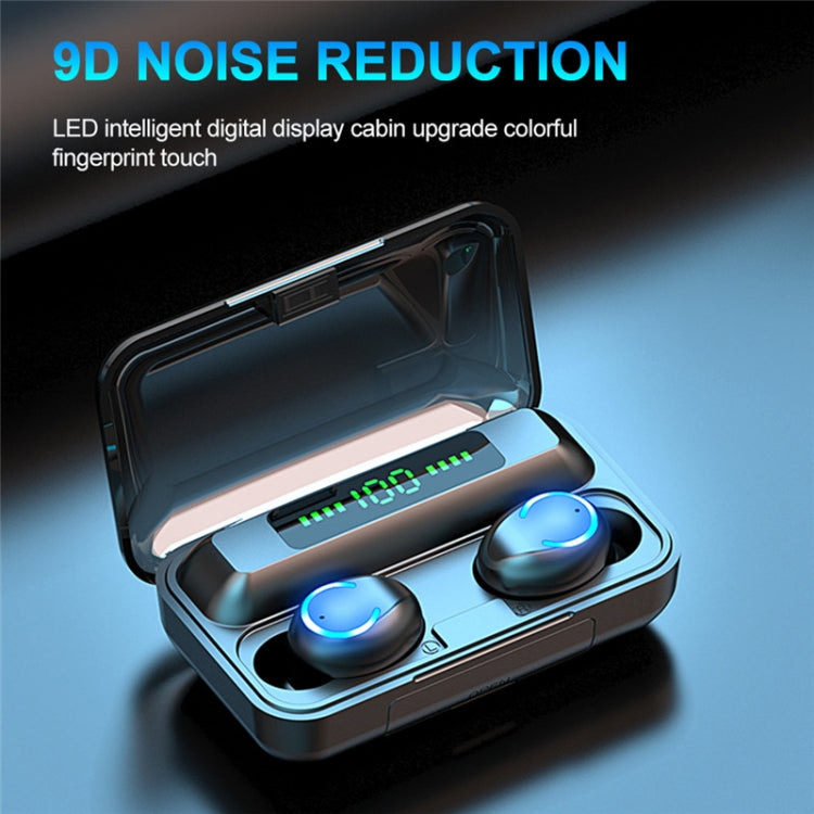 F9-9 TWS CVC8.0 Noise Cancelling Bluetooth Earphone with Charging Box, Support Touch Lighting Effect & Three-screen LED Power Display & Power Bank & Mobile Phone Holder & HD Call & Voice Assistant, F9-9 Black
