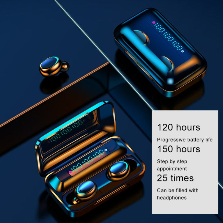 F9-5C Three-screen Digital Display Noise Reduction Bluetooth Earphone, F9-5C without Strap Black