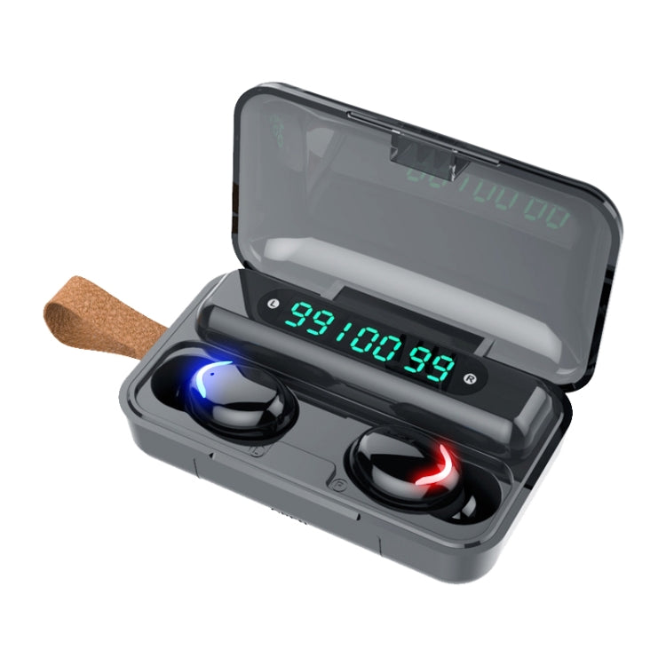 F9-5C Three-screen Digital Display Noise Reduction Bluetooth Earphone with Hand Strap, F9-5C Three Digital Display Black, F9-5C Three Digital Display White