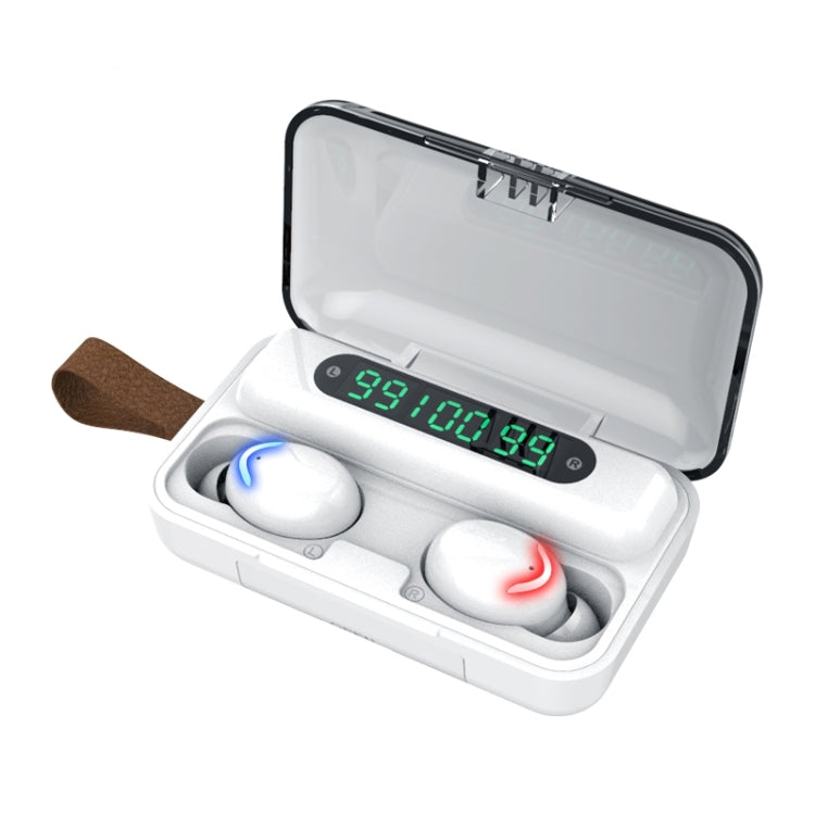 F9-5C Three-screen Digital Display Noise Reduction Bluetooth Earphone with Hand Strap, F9-5C Three Digital Display Black, F9-5C Three Digital Display White